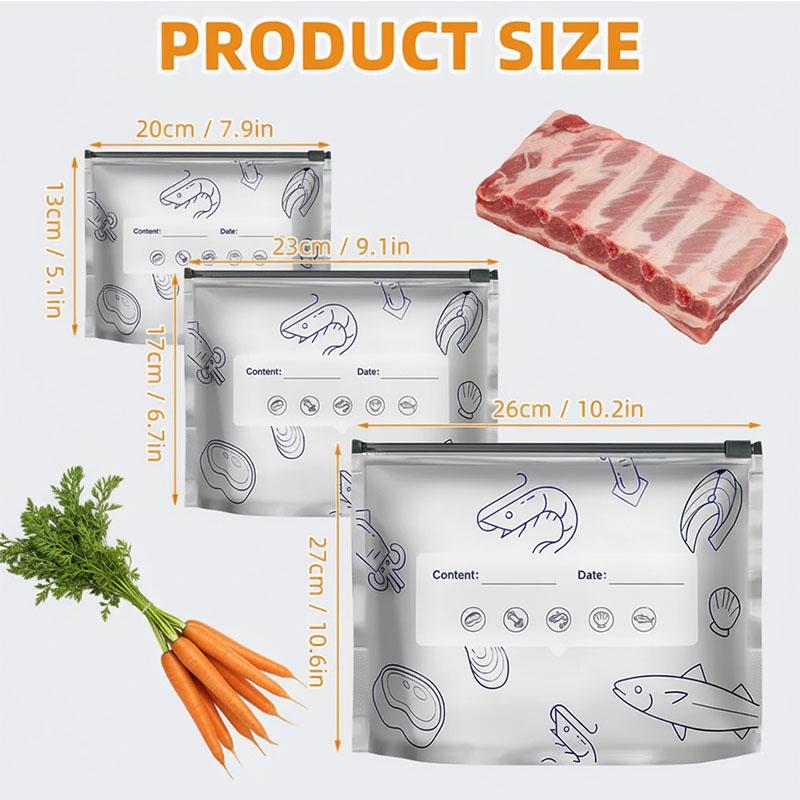 New reusable upgraded thickened upright aluminum foil sealing storage bags, with labels and zipper locks, suitable for washable kitchen items like vegetables, fruits, and meat, perfect for Thanksgiving, Christmas, and New Year gifts