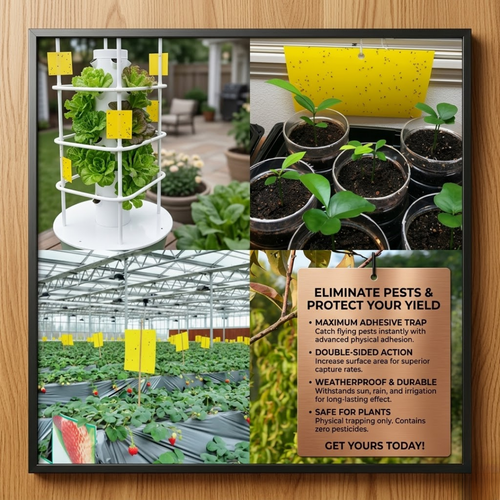 Dual-Sided Yellow Sticky Traps for Flying Plant Insects Like Fungus Gnats, Whiteflies, and Aphids | Premium Pest Control