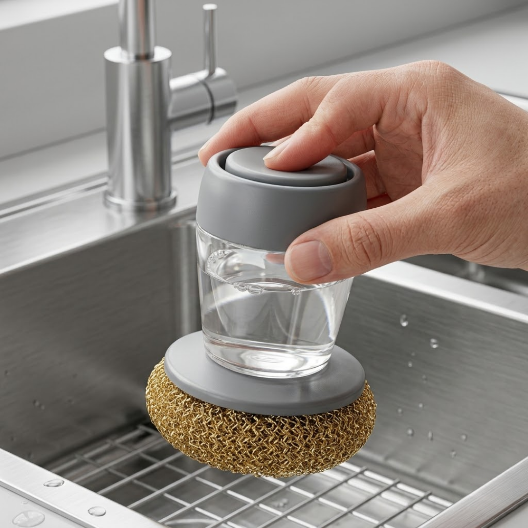 🧽Multi-Functional Soap Dispensing Palm Brush | Effortless Kitchen Cleaning