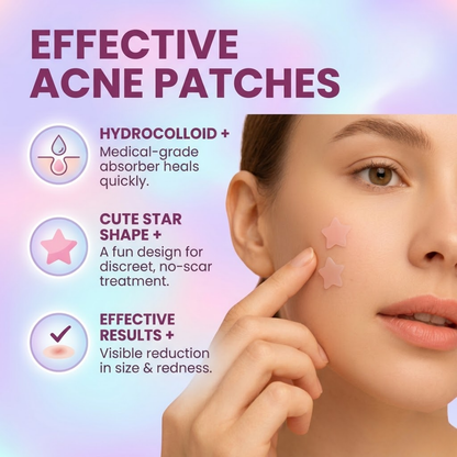 Cute Star Acne Patches – Hydrocolloid Zit Stickers with Tea Tree & Salicylic Acid | Fast Blemish Repair | 357 Pcs Bulk Pack
