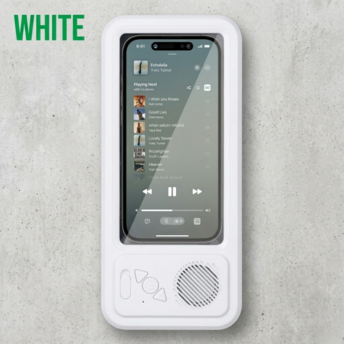 🚿 Smart Bathroom Waterproof Phone Holder with Built-in Bluetooth Speaker & Anti-Fog Touch Screen