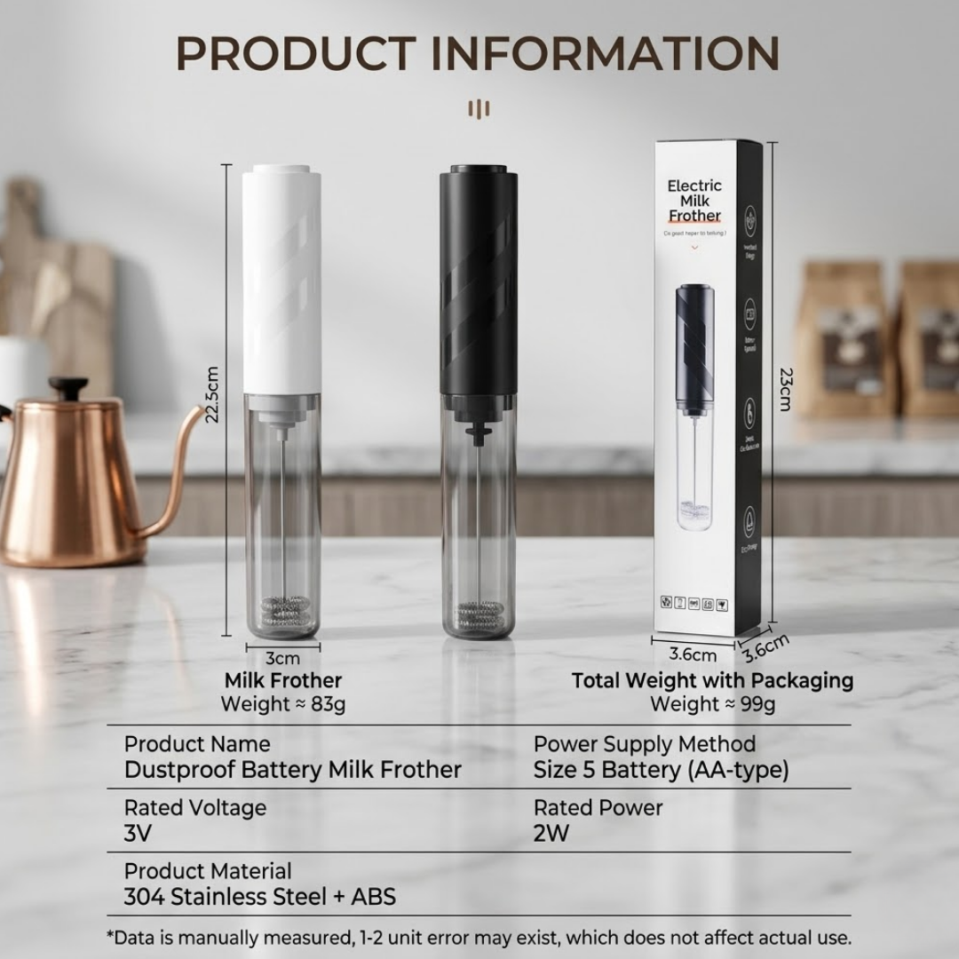 Handheld Milk Frother with Cover - 15-Second Silent Drink Mixer