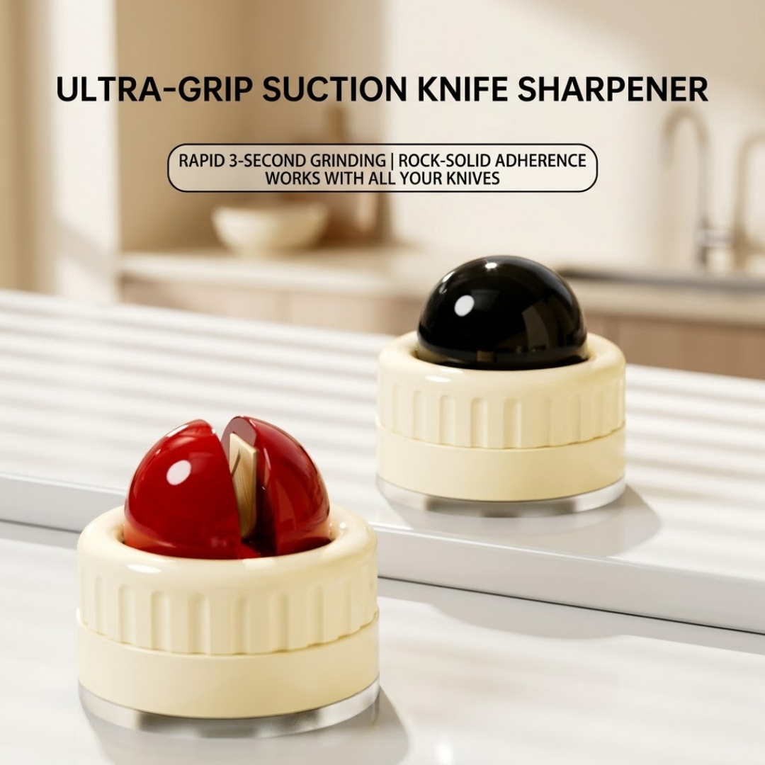 Ultimate Suction Knife Sharpener | Portable Rapid Tungsten Kitchen Sharpener | Non-Slip Base for Knives, Scissors & Cleavers