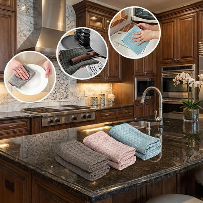 RSZZB® Premium 100% Cotton Waffle Weave Kitchen Towels | Ultra-Absorbent & Quick Drying (Random Color)