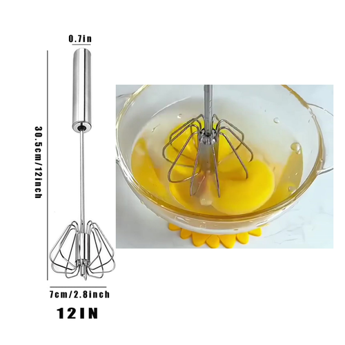RSZZB® Semi-Automatic Stainless Steel Push Whisk | Effortless Egg Beater & Milk Frothier