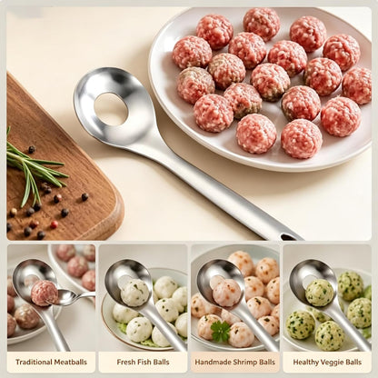 MCOIKY®Meatball Maker Spoon Stainless Steel Non-Stick Creativity Cooking Tools Kitchen Supplies Accessories Spoon with Hole Balls Stainless Steel