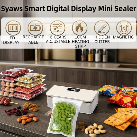 Smart Digital Bag Sealer | Rechargeable, Magnetic & 6 Adjustable Gears Heat Control