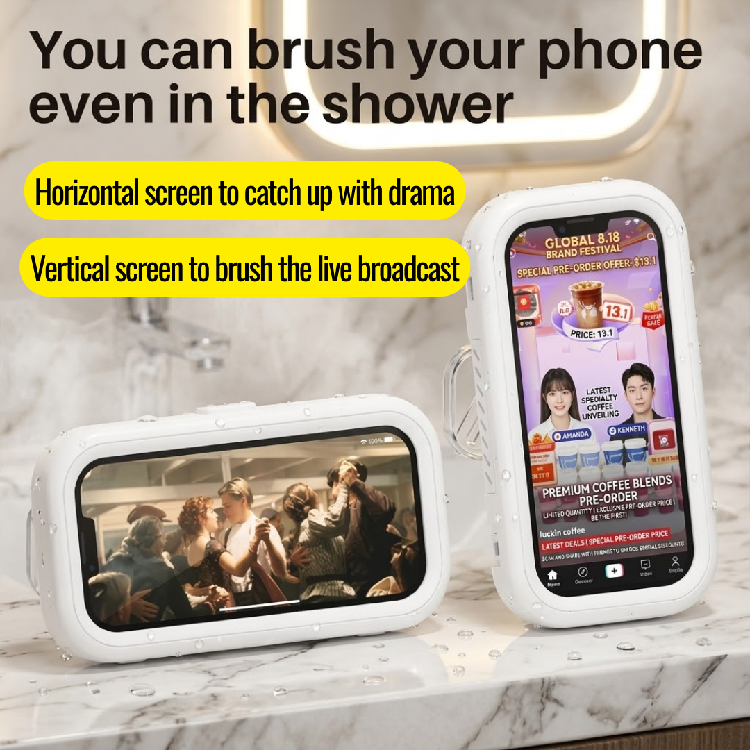 RSZZB® Premium 360° Waterproof Shower Phone Holder | Anti-Fog & Touch Responsive Screen