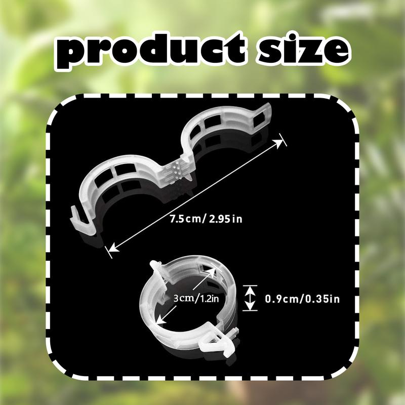 Plant Support Clips, Upright Growth Support for Tomato & Grape Vines - White Plastic Trellis Clips for Vegetables