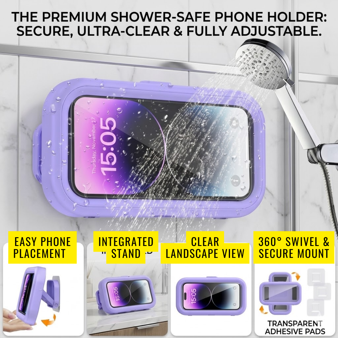 RSZZB® Premium 360° Waterproof Shower Phone Holder | Anti-Fog & Touch Responsive Screen