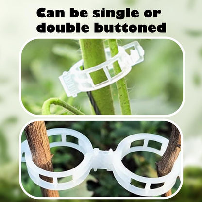 Plant Support Clips, Upright Growth Support for Tomato & Grape Vines - White Plastic Trellis Clips for Vegetables