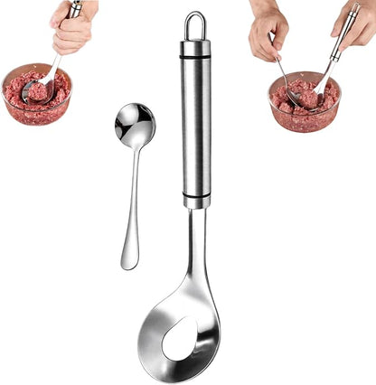MCOIKY®Meatball Maker Spoon Stainless Steel Non-Stick Creativity Cooking Tools Kitchen Supplies Accessories Spoon with Hole Balls Stainless Steel