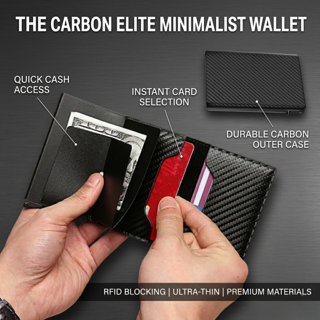 Carbon Elite™ Smart Pop-Up Wallet | RFID Blocking & Ultra-Slim Design