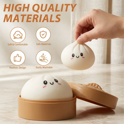RSZZB® The Smiling Steamed Bun Squishy | Instant Stress & Anxiety Relief Toy (Random Color- Good Luck🌬️)