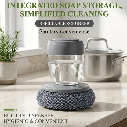 ErgoScrub™ Multi-Functional Soap Dispensing Palm Brush | Effortless Kitchen Cleaning