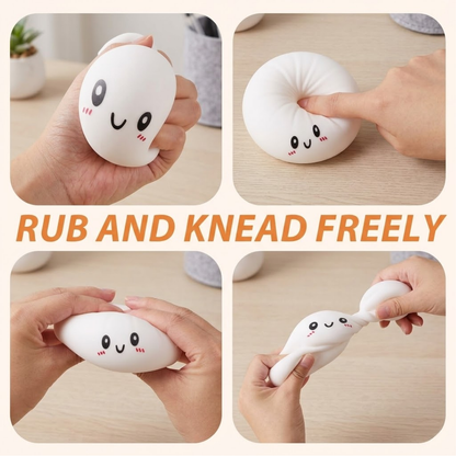 RSZZB® The Smiling Steamed Bun Squishy | Instant Stress & Anxiety Relief Toy (Random Color- Good Luck🌬️)