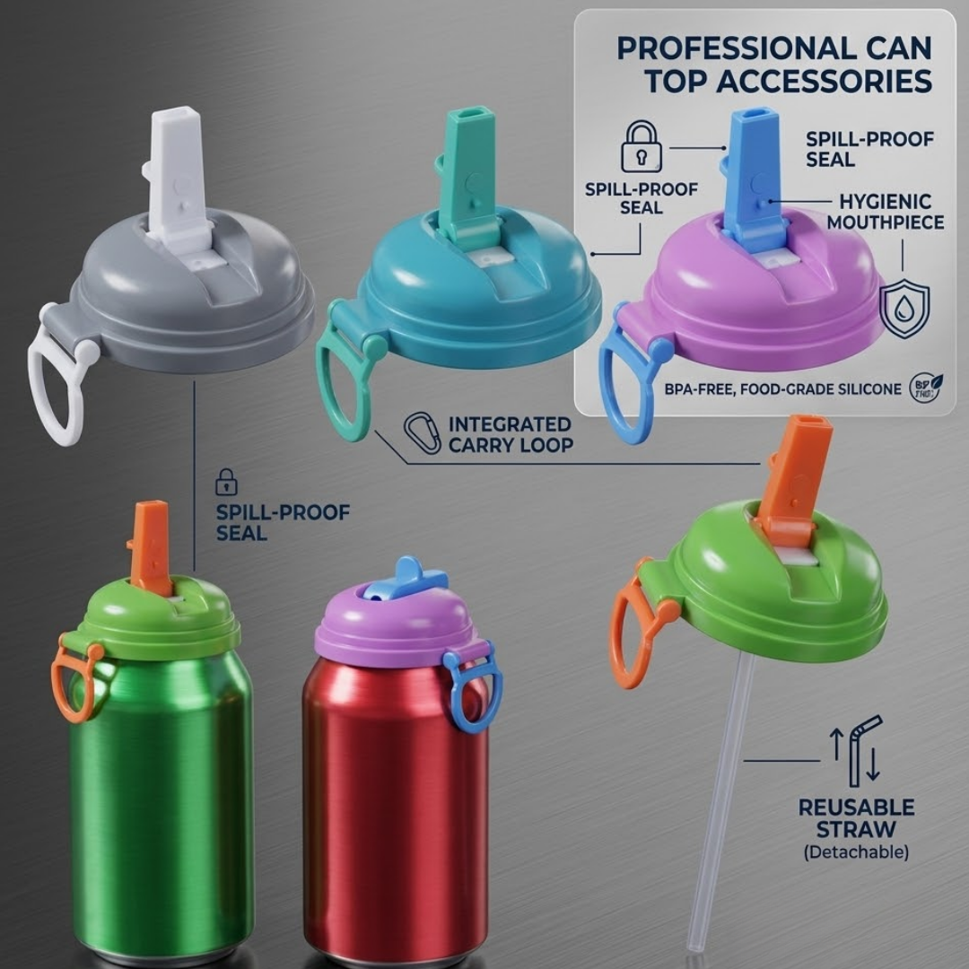🥤 Premium Leak-Proof Can Bottle Cap | Universal Soda & Coke Can Lid with Reusable Straw