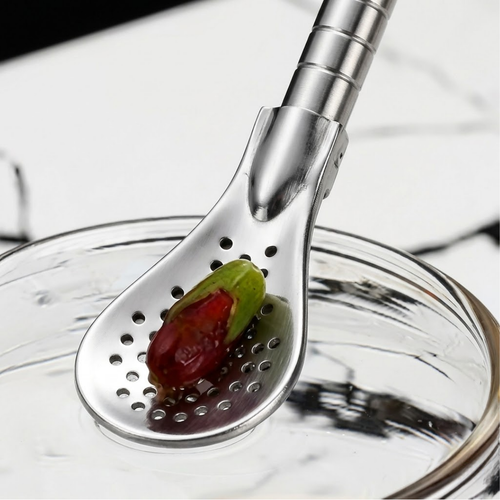 RSZZB® Stainless Steel Teardrop Spoon Straw with Micro-Filter | 3-in-1 Stir, Sip & Strain