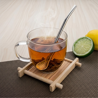 RSZZB® Stainless Steel Teardrop Spoon Straw with Micro-Filter | 3-in-1 Stir, Sip & Strain