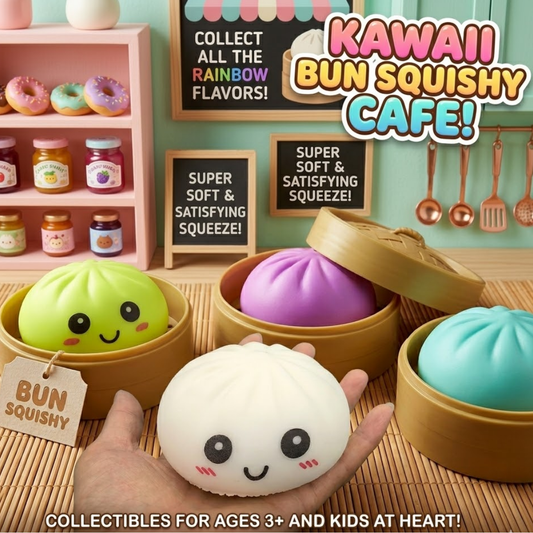 RSZZB® The Smiling Steamed Bun Squishy | Instant Stress & Anxiety Relief Toy (Random Color- Good Luck🌬️)