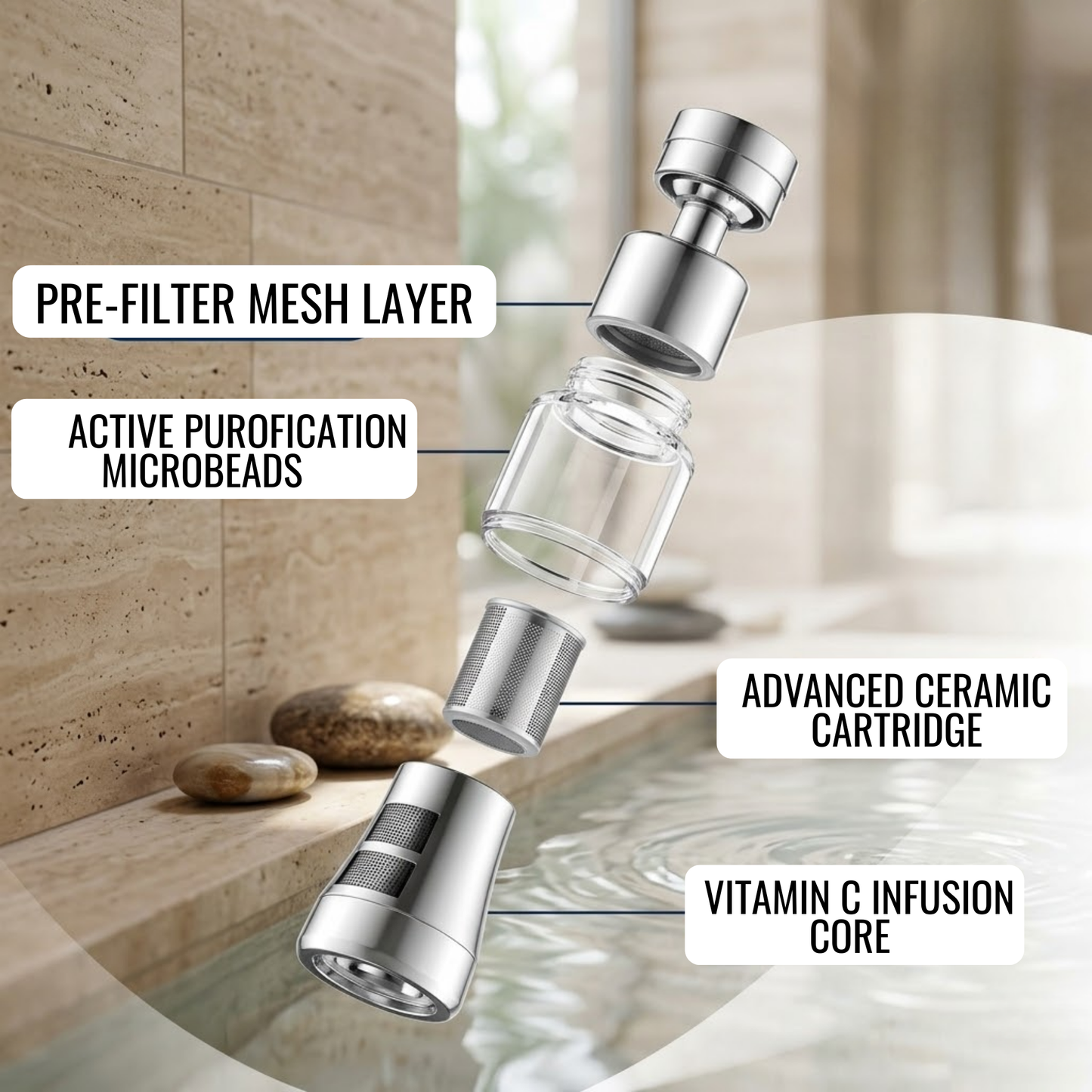 RSZZB® Universal Kitchen Faucet Extender – 360° Swivel Splash-Proof Aerator Attachment
