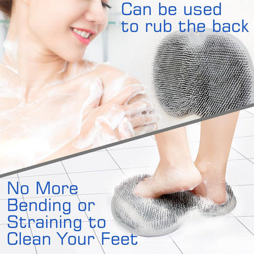 Shower Foot Scrub Pad, Back Cleansing & Exfoliating Bath Mat, Wall-Mounted Suction Anti-Slip Pad