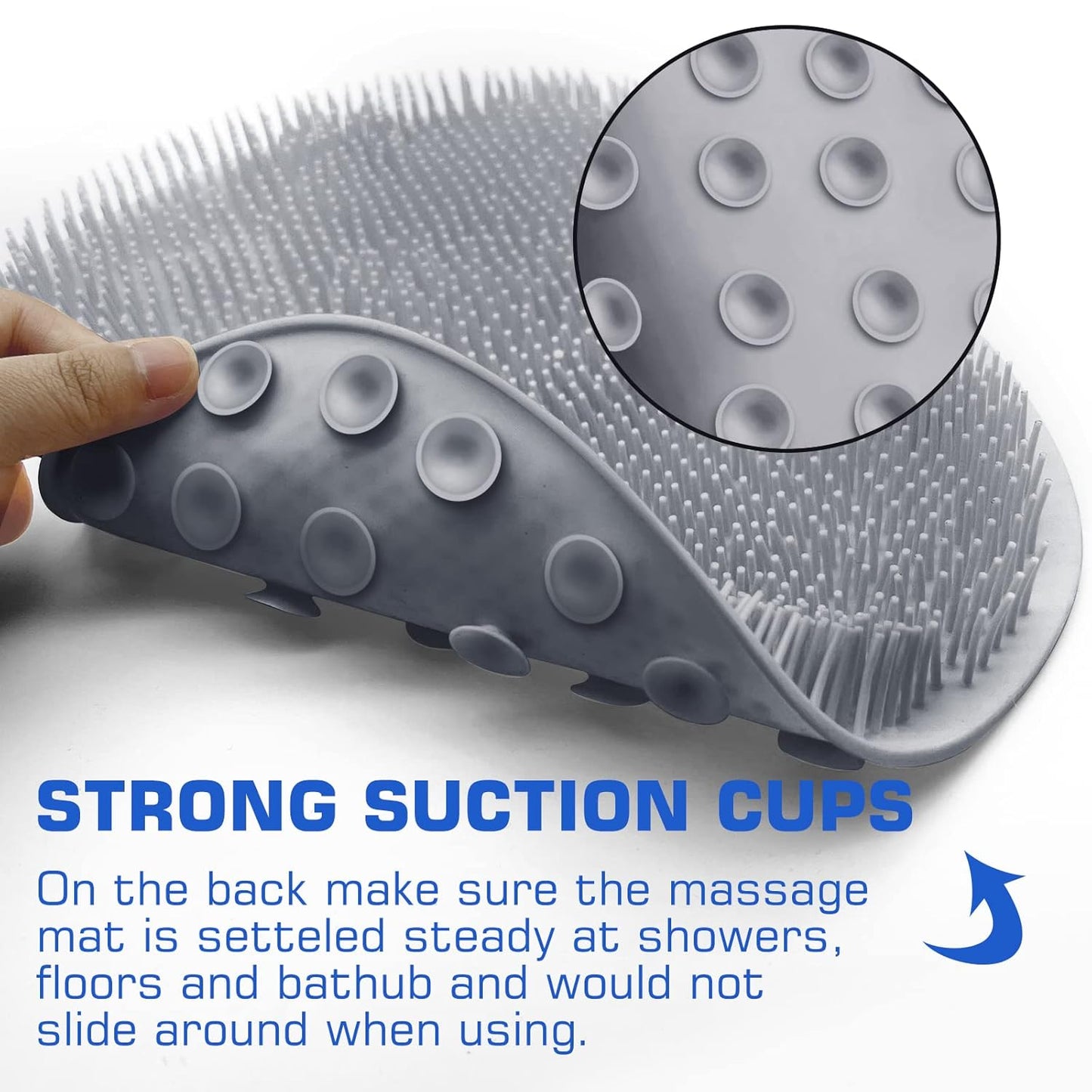 Shower Foot Scrub Pad, Back Cleansing & Exfoliating Bath Mat, Wall-Mounted Suction Anti-Slip Pad