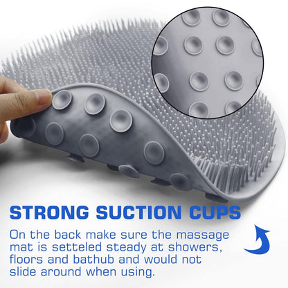 Shower Foot Scrub Pad, Back Cleansing & Exfoliating Bath Mat, Wall-Mounted Suction Anti-Slip Pad
