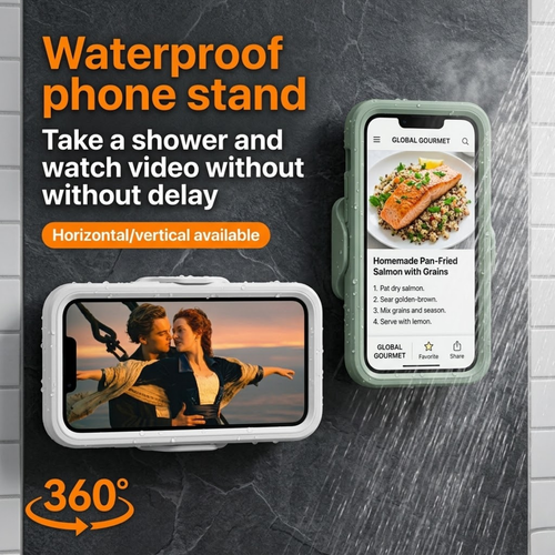 RSZZB® Premium 360° Waterproof Shower Phone Holder | Anti-Fog & Touch Responsive Screen