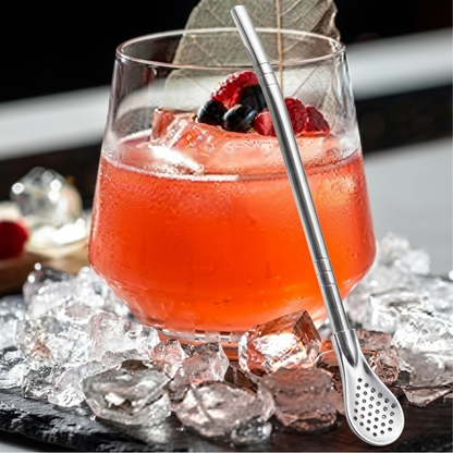 RSZZB® Stainless Steel Teardrop Spoon Straw with Micro-Filter | 3-in-1 Stir, Sip & Strain