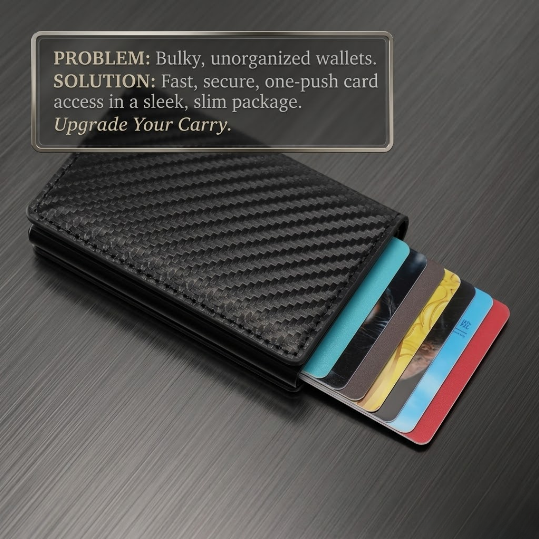 Carbon Elite™ Smart Pop-Up Wallet | RFID Blocking & Ultra-Slim Design