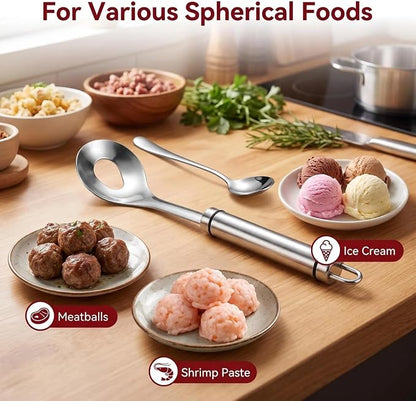 MCOIKY®Meatball Maker Spoon Stainless Steel Non-Stick Creativity Cooking Tools Kitchen Supplies Accessories Spoon with Hole Balls Stainless Steel
