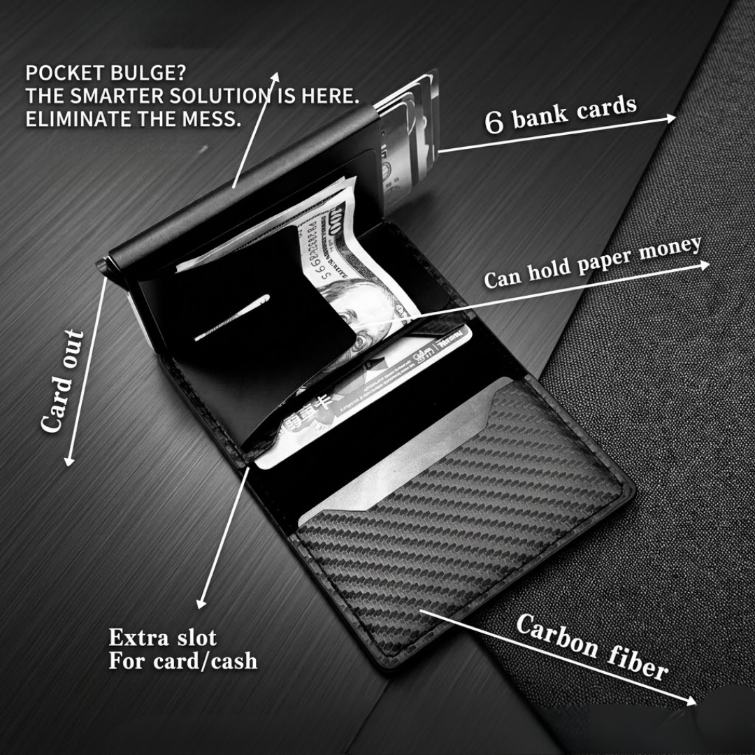 Carbon Elite™ Smart Pop-Up Wallet | RFID Blocking & Ultra-Slim Design