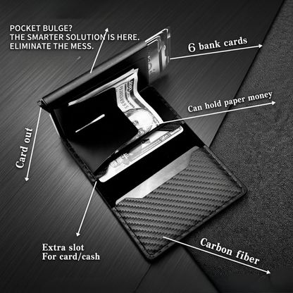Carbon Elite™ Smart Pop-Up Wallet | RFID Blocking & Ultra-Slim Design
