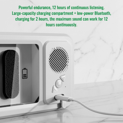 🚿 Smart Bathroom Waterproof Phone Holder with Built-in Bluetooth Speaker & Anti-Fog Touch Screen
