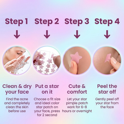 Cute Star Acne Patches – Hydrocolloid Zit Stickers with Tea Tree & Salicylic Acid | Fast Blemish Repair | 357 Pcs Bulk Pack