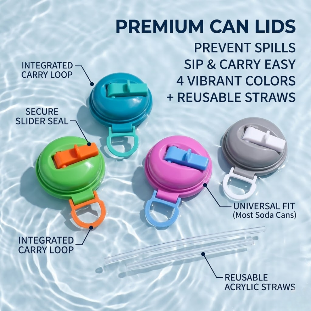🥤 Premium Leak-Proof Can Bottle Cap | Universal Soda & Coke Can Lid with Reusable Straw