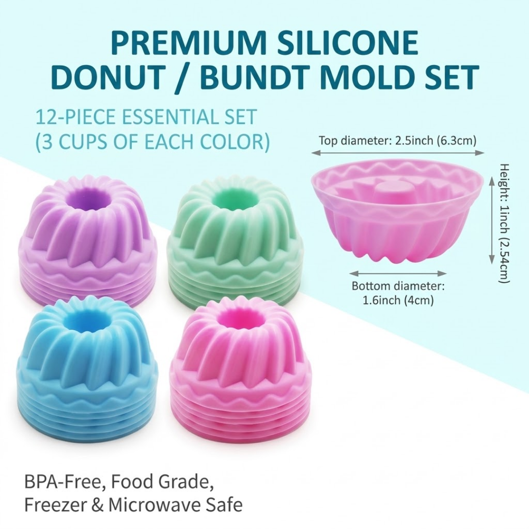 1Set: 👑 12pc Mini Bundt Molds