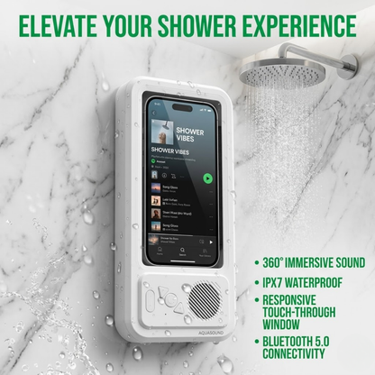 🚿 Smart Bathroom Waterproof Phone Holder with Built-in Bluetooth Speaker & Anti-Fog Touch Screen