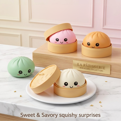 RSZZB® The Smiling Steamed Bun Squishy | Instant Stress & Anxiety Relief Toy (Random Color- Good Luck🌬️)