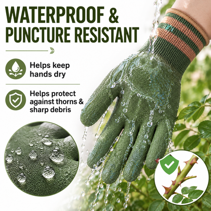 Sfrcord® Heavy-Duty Waterproof Gardening & Work Gloves with Anti-Slip Rubber Grip