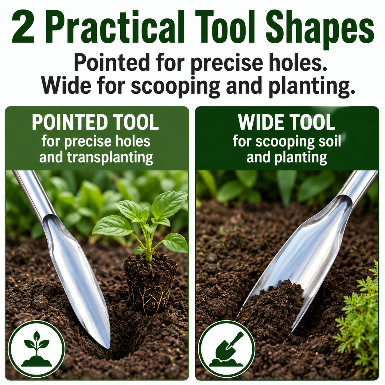 MCOIKY® Stainless Steel Garden Digging & Transplanting Tool Set