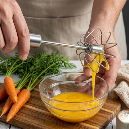 RSZZB® Semi-Automatic Stainless Steel Push Whisk | Effortless Egg Beater & Milk Frothier