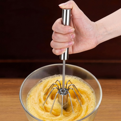 RSZZB® Semi-Automatic Stainless Steel Push Whisk | Effortless Egg Beater & Milk Frothier