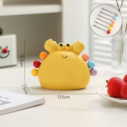 Crab Ceramic Fruit Fork Set
